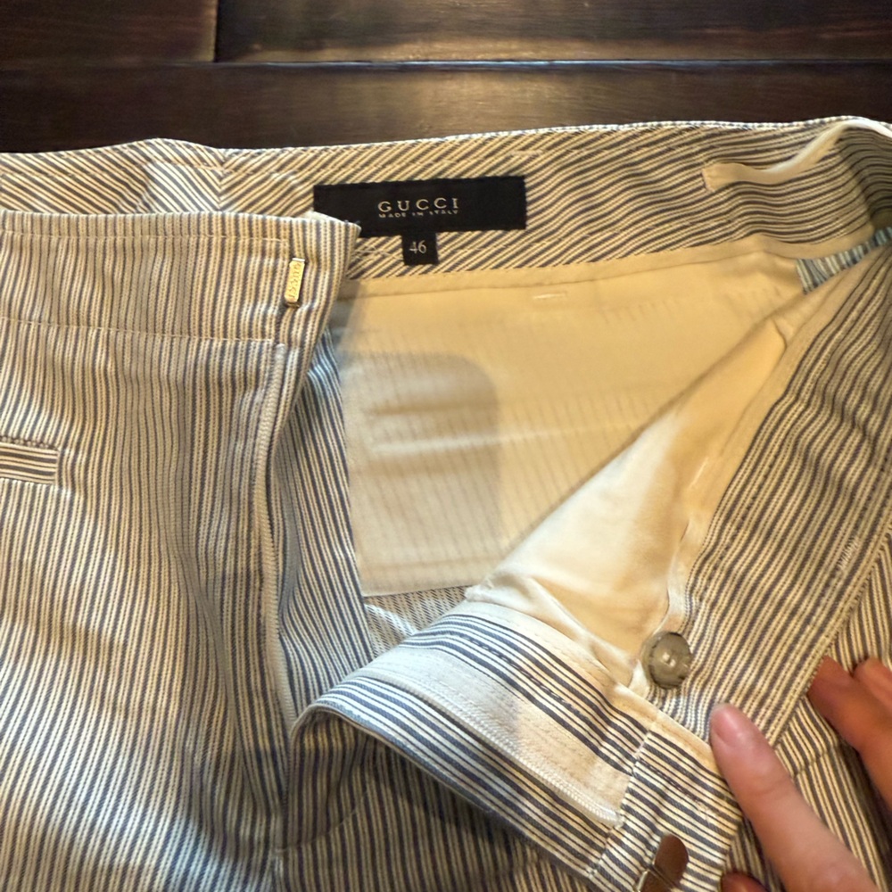 Gucci horsebit Beige and White Striped Trousers - Picture 4 of 5